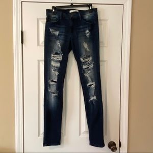 Kancan distressed skinny jean jegging 27 dark wash